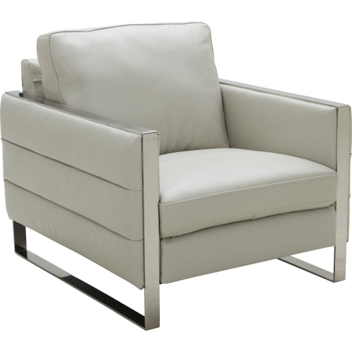 Constantin Accent Chair in Light Grey Leather